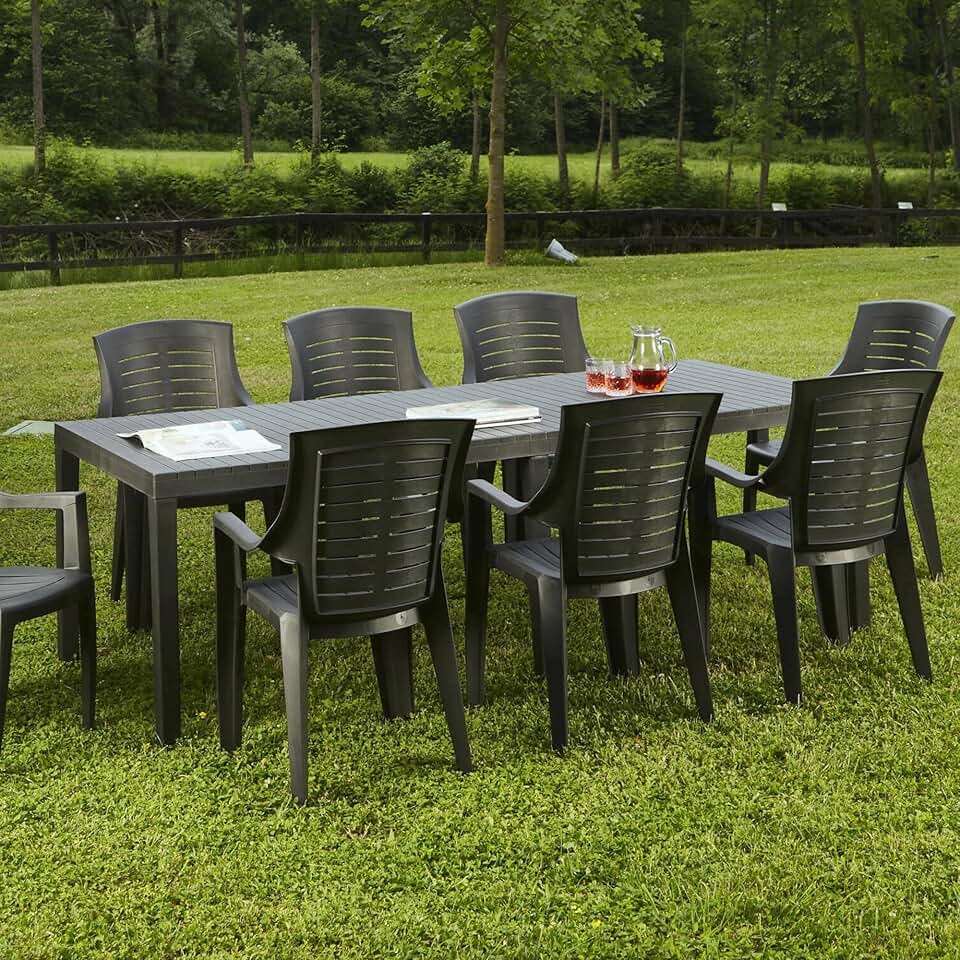 jardinito - Susa série - 150x90x72 cm - table extensible de jardin anthracite