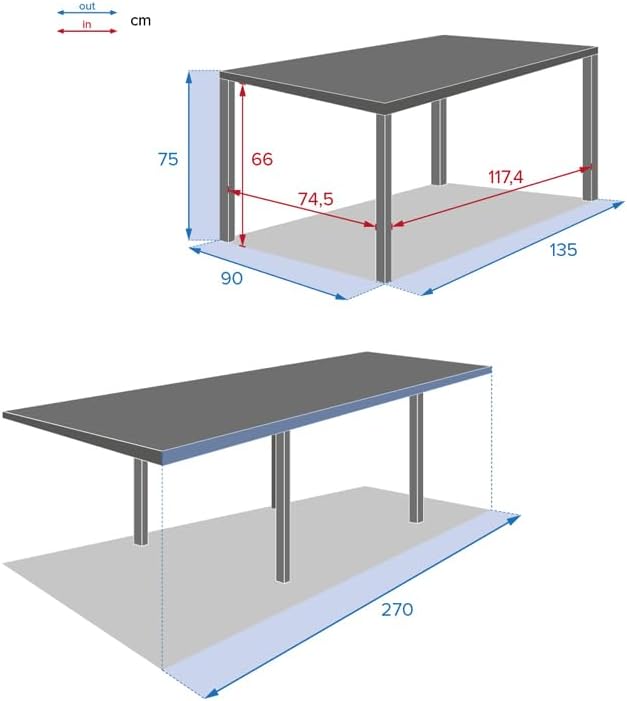 jardinito - Piazza extensible - 185/245x100 cm - aluminium verre trempé 10 places