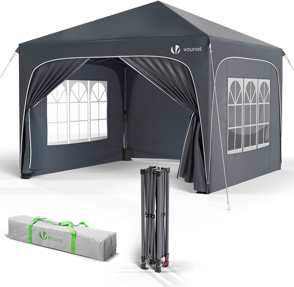 jardinito - tonnelle pliante série jardin 3x3m, anti-UV, imperméable, hauteur réglable, sac transport