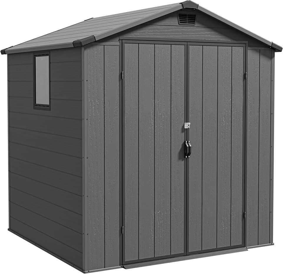 jardinito - abri de jardin plastique 1,8x1,8m, porte verrouillable, résistant intempéries