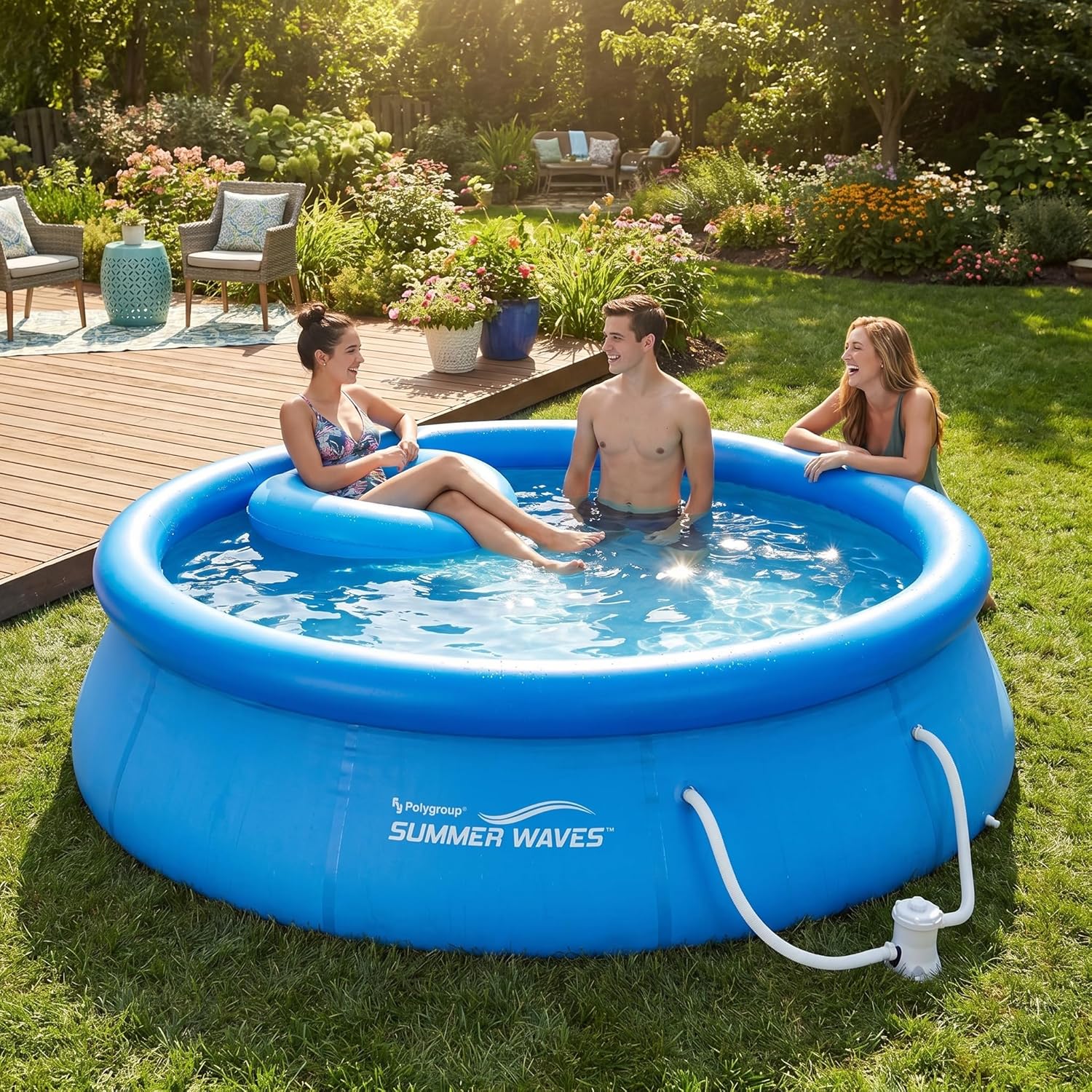 jardinito Piscine de 366 x 91 cm, installation rapide, idéale pour la famille, avec pompe de filtration