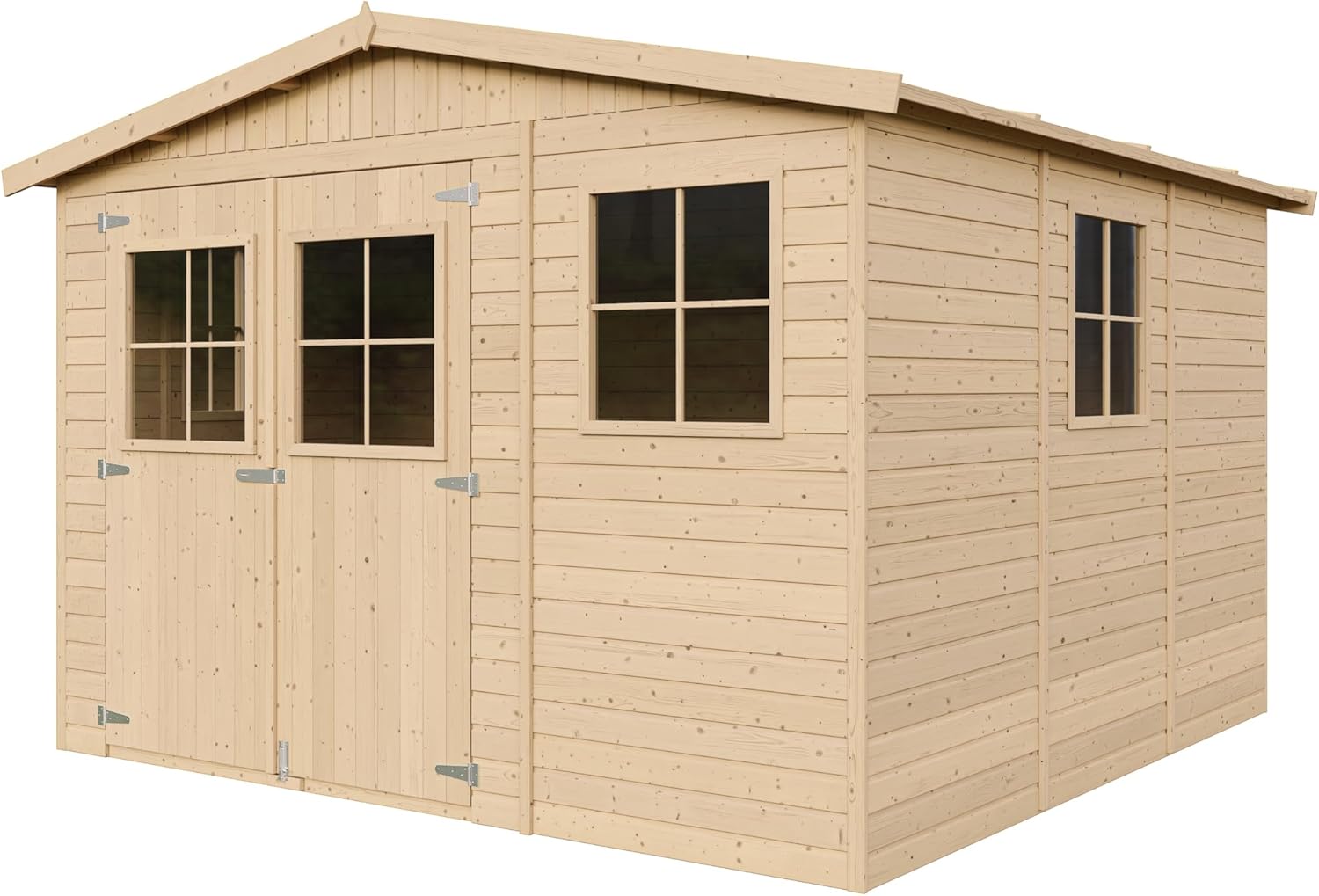 ABRI de Jardin en Bois Exterieur avec Les PLANCHERS IMPRÉGNÉ - Cabane de Jardin en Pin/épicéa- H226x316x324 cm/9 m²-Construction de Panneaux- Rangement pour vélos, Remise à Outils- jardinito M335+M335G