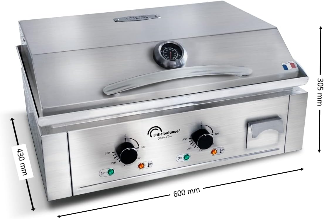 jardinito - Aquitaine Pro Plus - plancha inox 2 zones, couvercle, 3500W - 8473