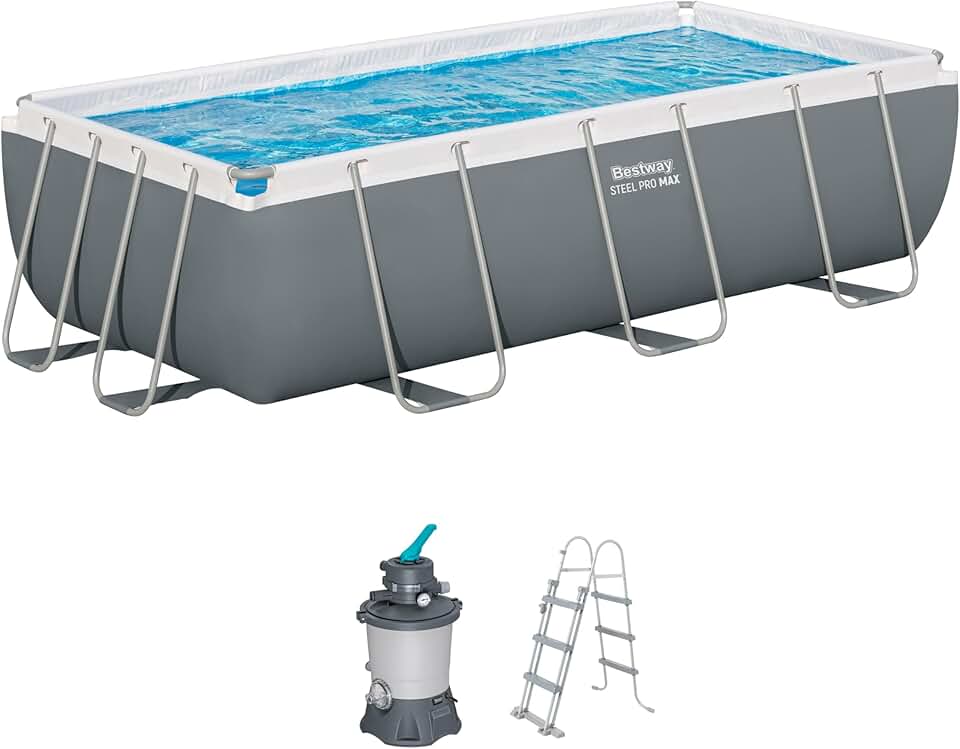 jardinito Steel Pro Max Kit Piscine Hors Sol - 404 cm x 201 cm x 100 cm - Gris