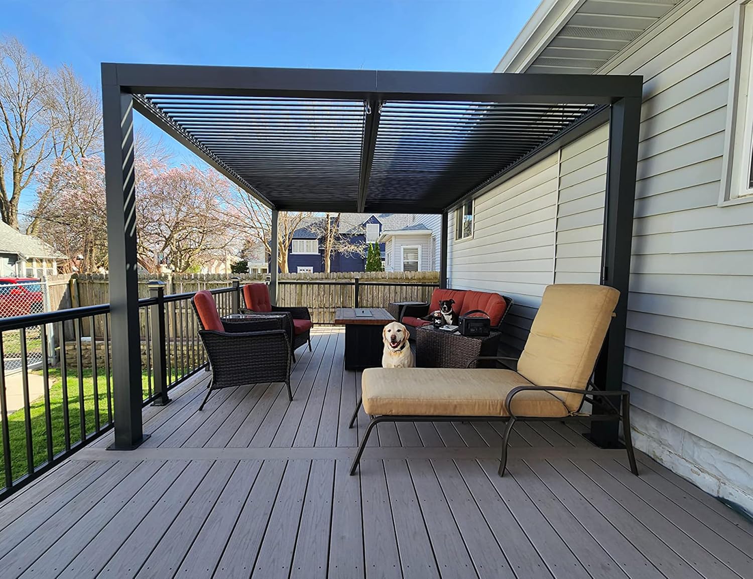jardinito Pergola Bioclimatique 4,24 x 3 m Pergola Aluminium Lames Orientables Superficie 12,72 m² Tonnelle de Jardin Exterieur Belvédères pour Patio Terrasse Exterieur, Gris