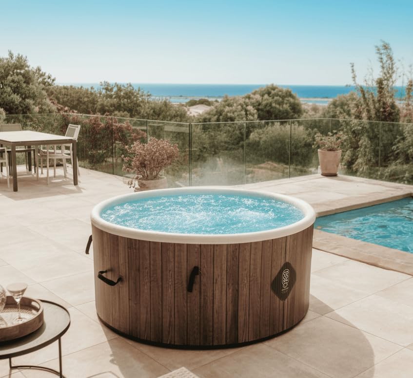 jardinito Helsinki Spa Gonflable - 150 cm de diamètre - 800 litres - Moteur 2240 W - 2 à 4 Personnes - Massage 140 Jets