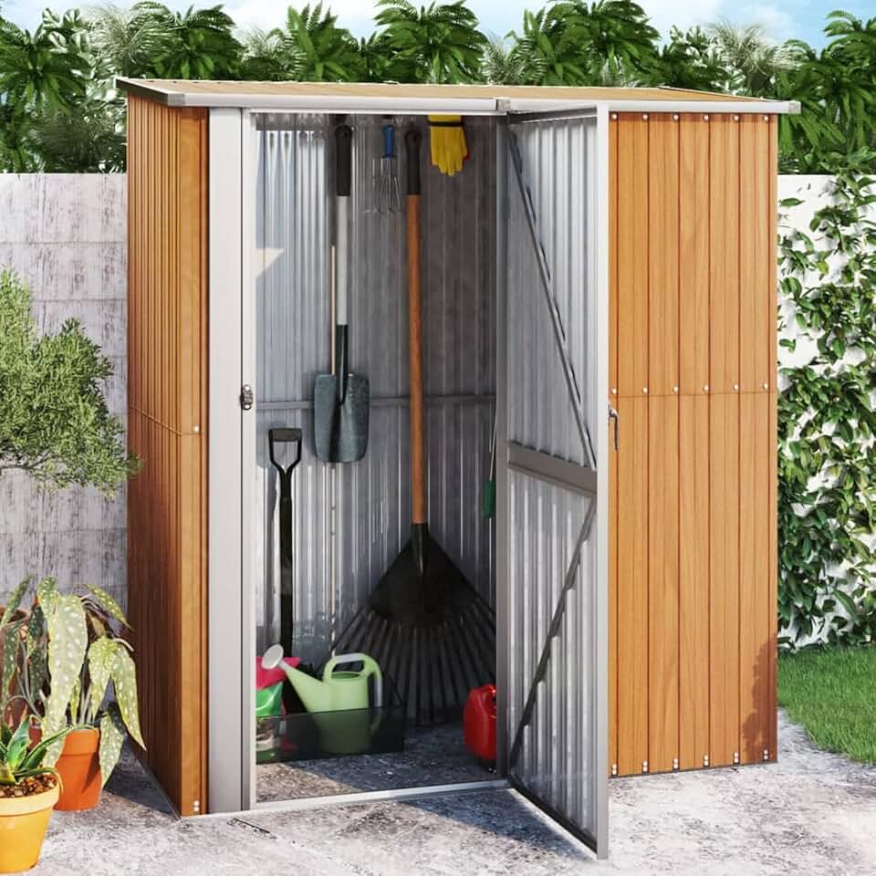 jardinito - abri de jardin extérieur acier galvanisé marron 180,5x97x209,5 cm