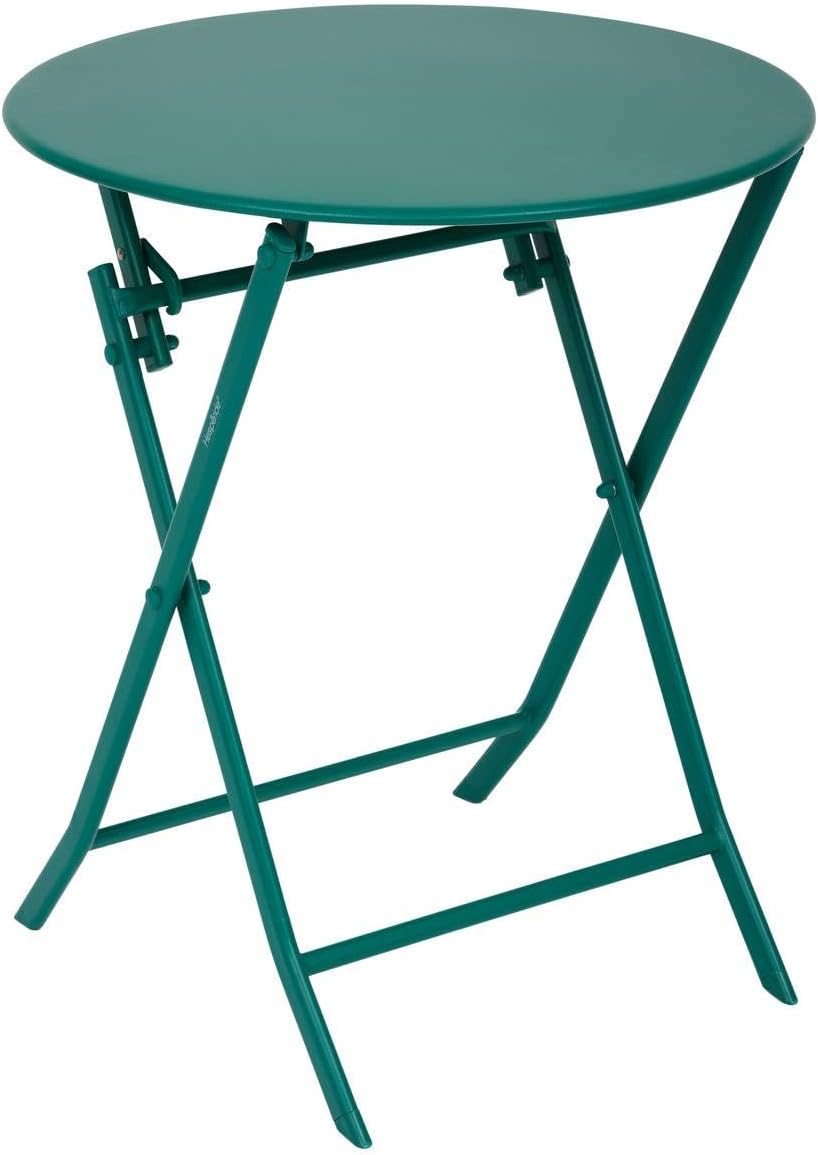 jardinito - Greensboro - Ø60cm - Table ronde pliante acier vert opale