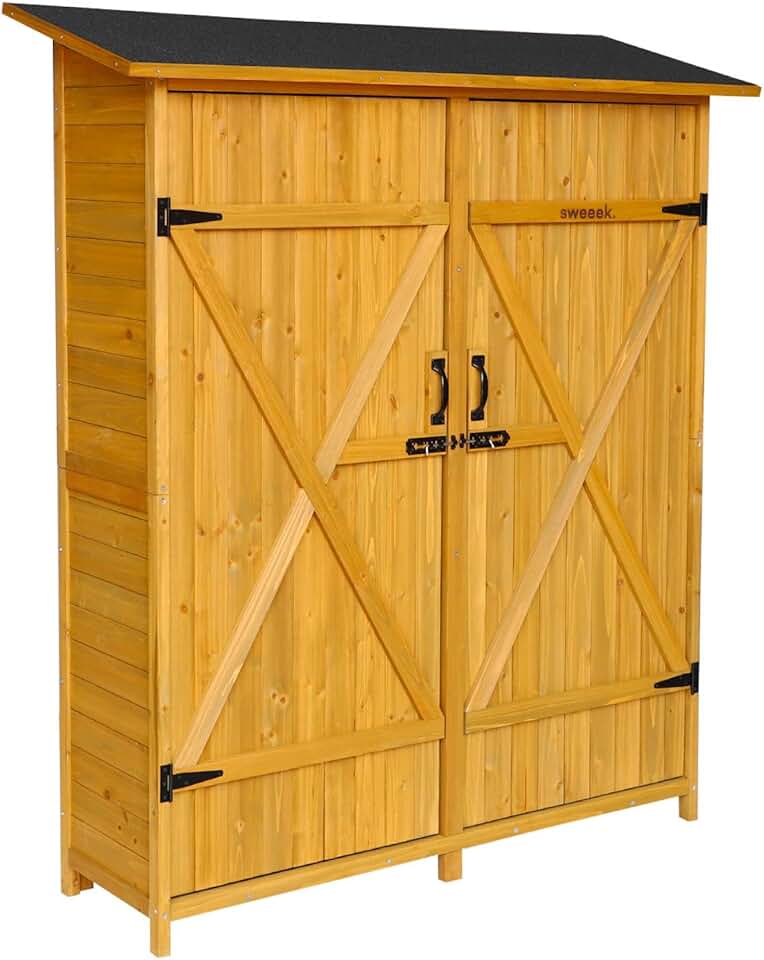 jardinito - Abri de jardin bois, 4 espaces, 140x50x162cm