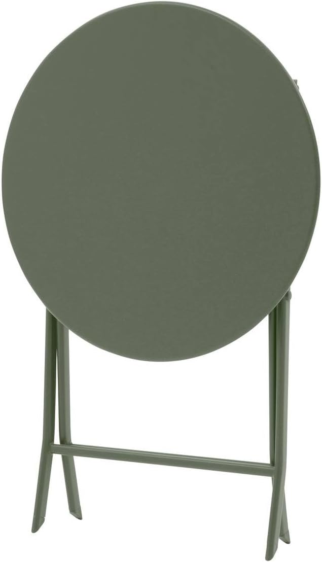 jardinito - Greensboro ronde 2 places - acier vert laurier renforcé - table de jardin pliante