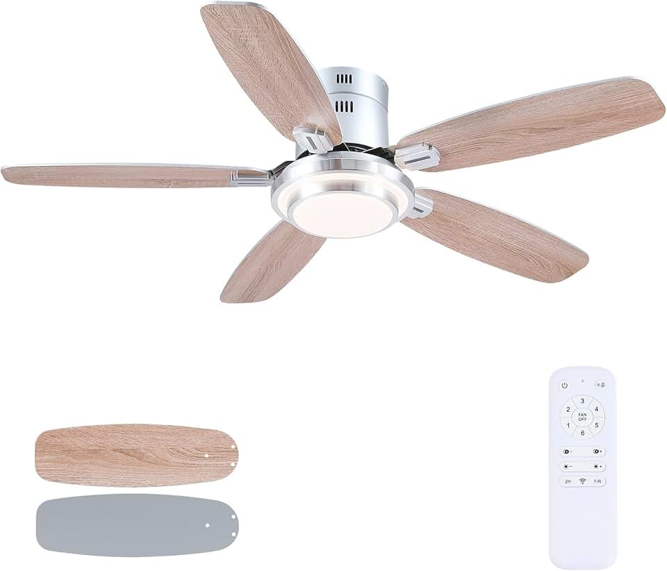 jardinito - Ventilateur Plafond DC 127 cm, LED, télécommande, 3 pales