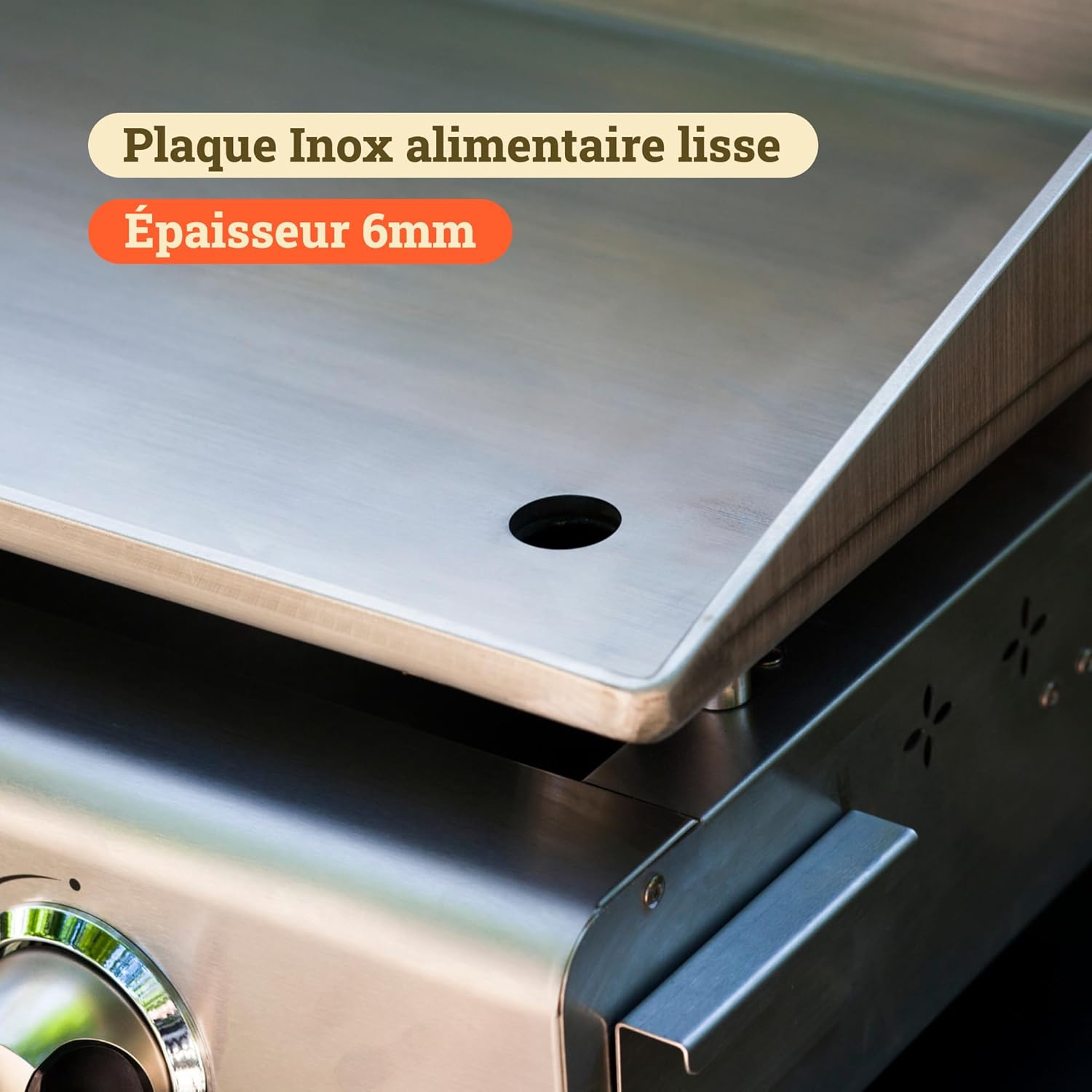 Plancha gaz inox - semi professionnelle - 68x35 cm - plaque inox 6mm, 7,5kW, 3 brûleurs