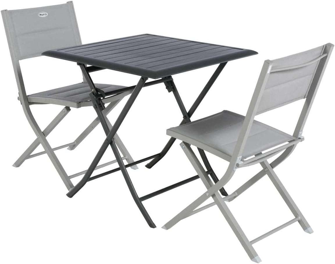 jardinito - Azua - table pliante 2 places 70x70cm aluminium gris