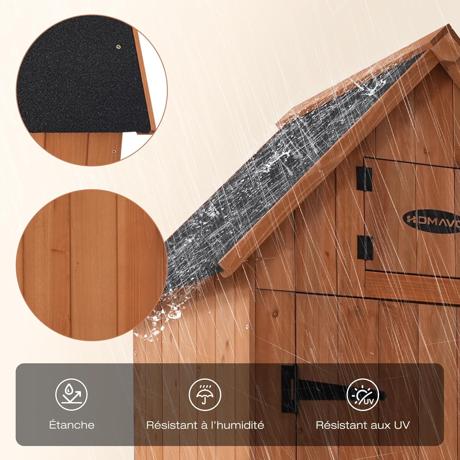 Abri de Jardin en Bois avec Protection UV - Toit en appentis - Abri de Jardin en Bois avec Sol - 77 x 54,3 x 179 cm - Abri de Jardin pour Jardin, terrasse, arrière-Cour, pelouse