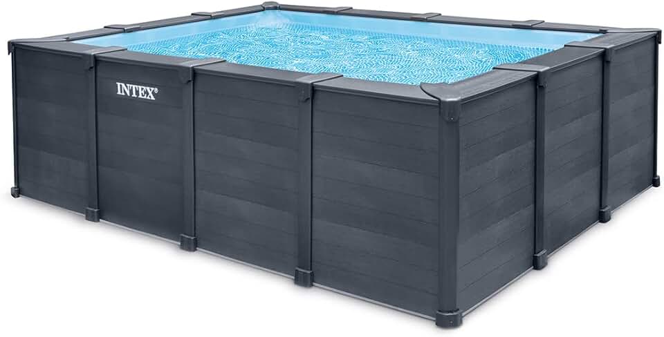 jardinito - 26396GN - Kit Piscine Tubulaire rectangulaire Graphite (L) 4,00 x (l) 3,00 x (h) 1,24m