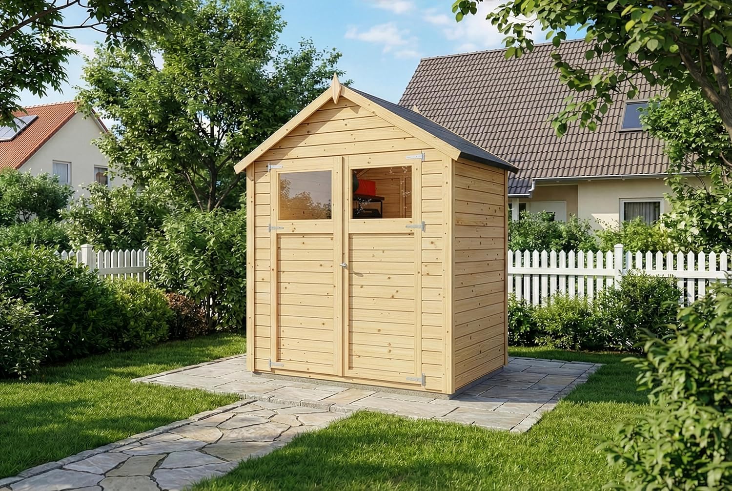 jardinito - cabane jardinito - bois, panneaux, toit double pente,  épaisseur