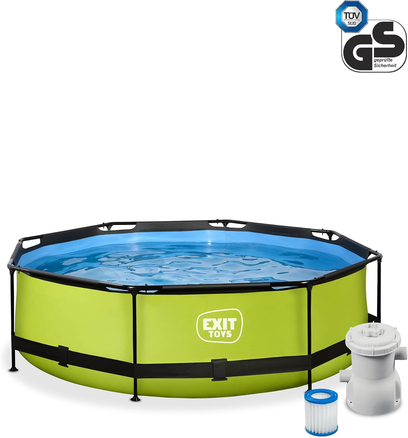 jardinito - Piscine Tubulaire Lime - 300x76cm - Pompe filtrante, entrée basse, cadre stable, vert