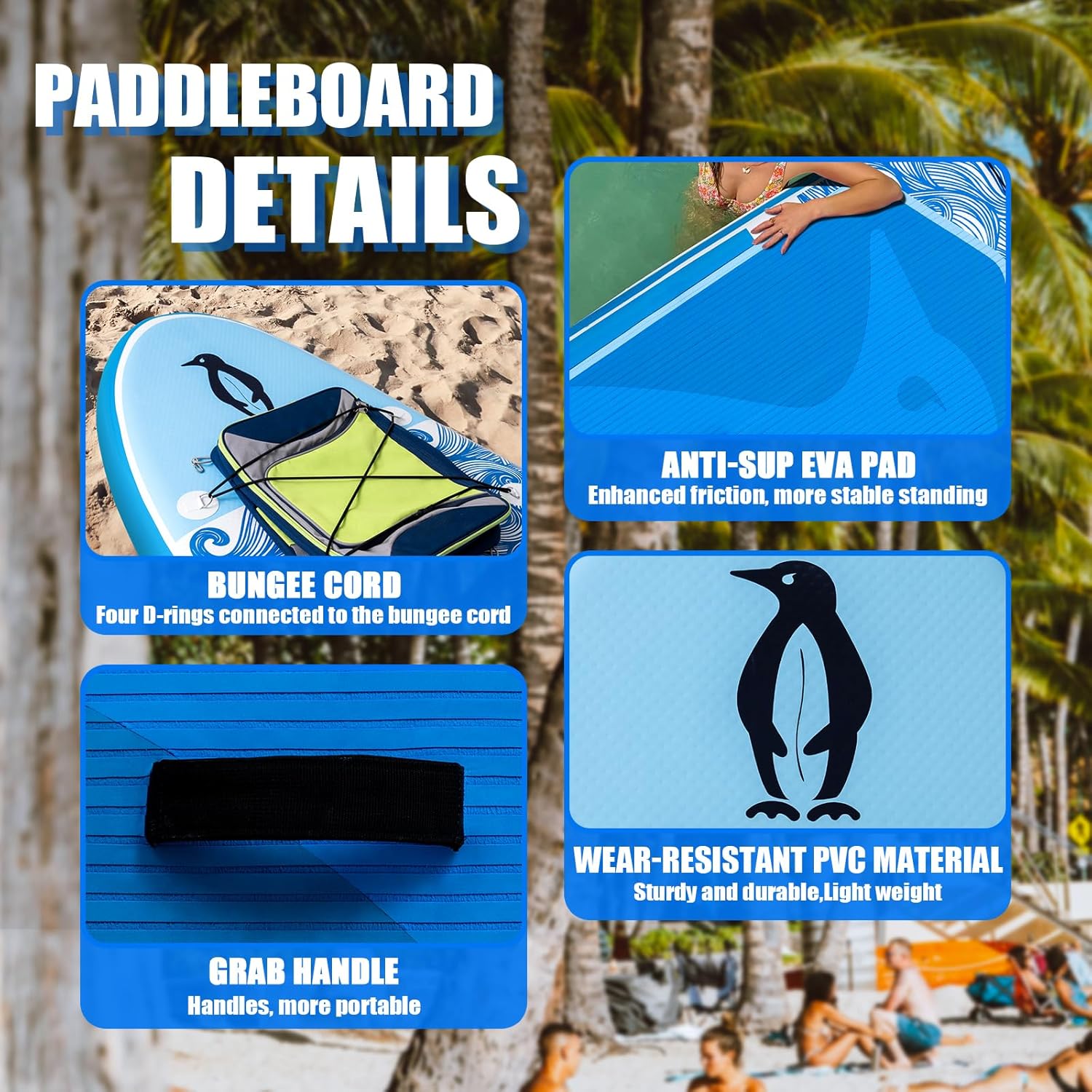 jardinito - Paddle Gonflable Adulte - 320cm - SUP avec accessoires complets