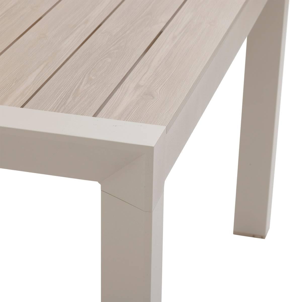 jardinito - Évasion - table jardin alu 12 places effet bois lin argile