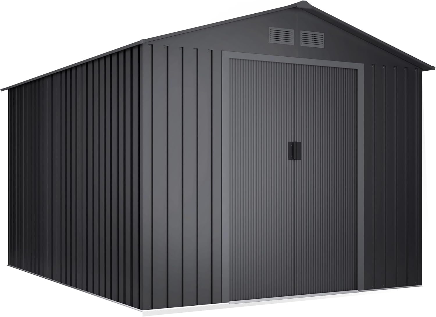 Abri de jardin métal Light Anthracite 258x313x202cm double porte 4 grilles
