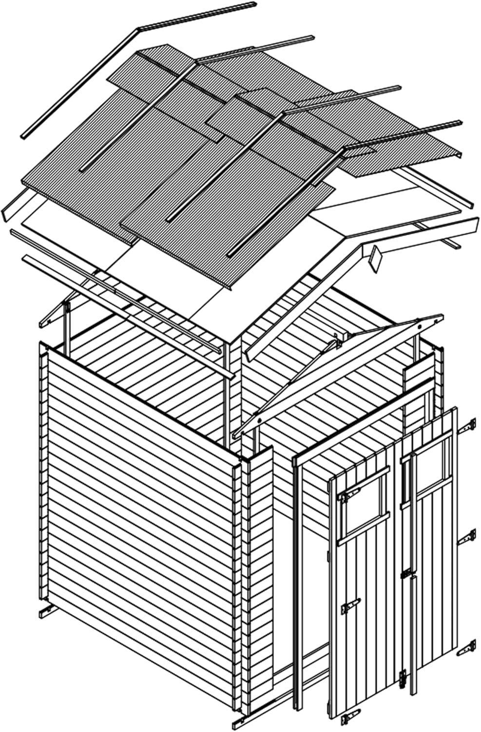 Abri de Jardin en Bois - Stockage extérieur I216xL206xH218 cm/ 3.53 m2 Petit abri à Outils, Local à vélos - jardinito M343