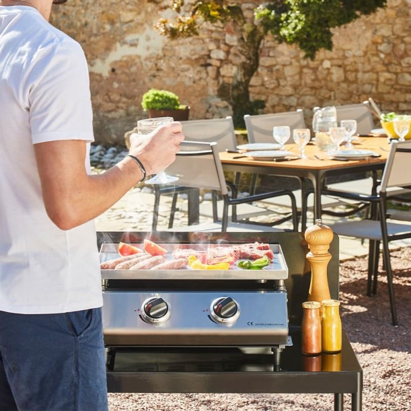 Cooking Box - Plancha gaz Cadix 2 feux - 45,5x36cm inox, tiroir graisse, 6 convives, 6,3 kW - FBT6524/01