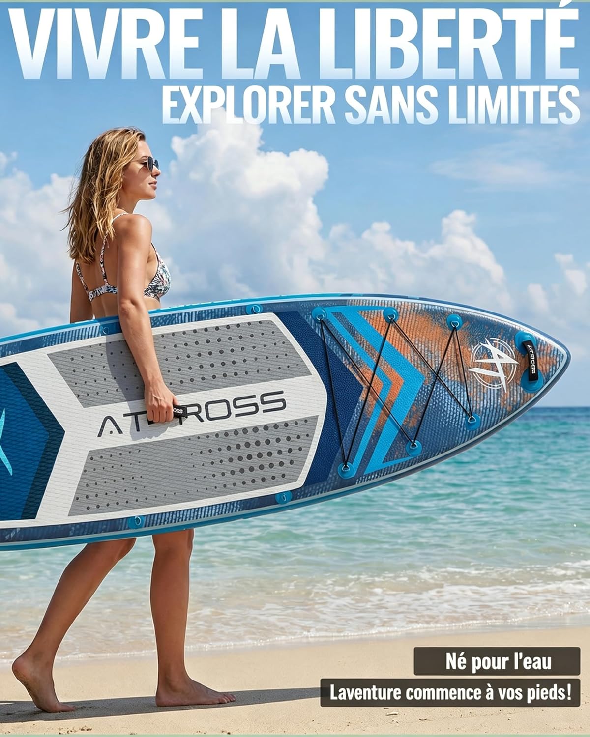 Stand Up Paddle Gonflable Adulte avec Siège Kayak & Accessoires, 320x84cm Planche de Sup Extra Large pour 2 Personnes, Charge 200kg, Kayak Gonflable 2 Places Stable et Antidérapant pour Surf