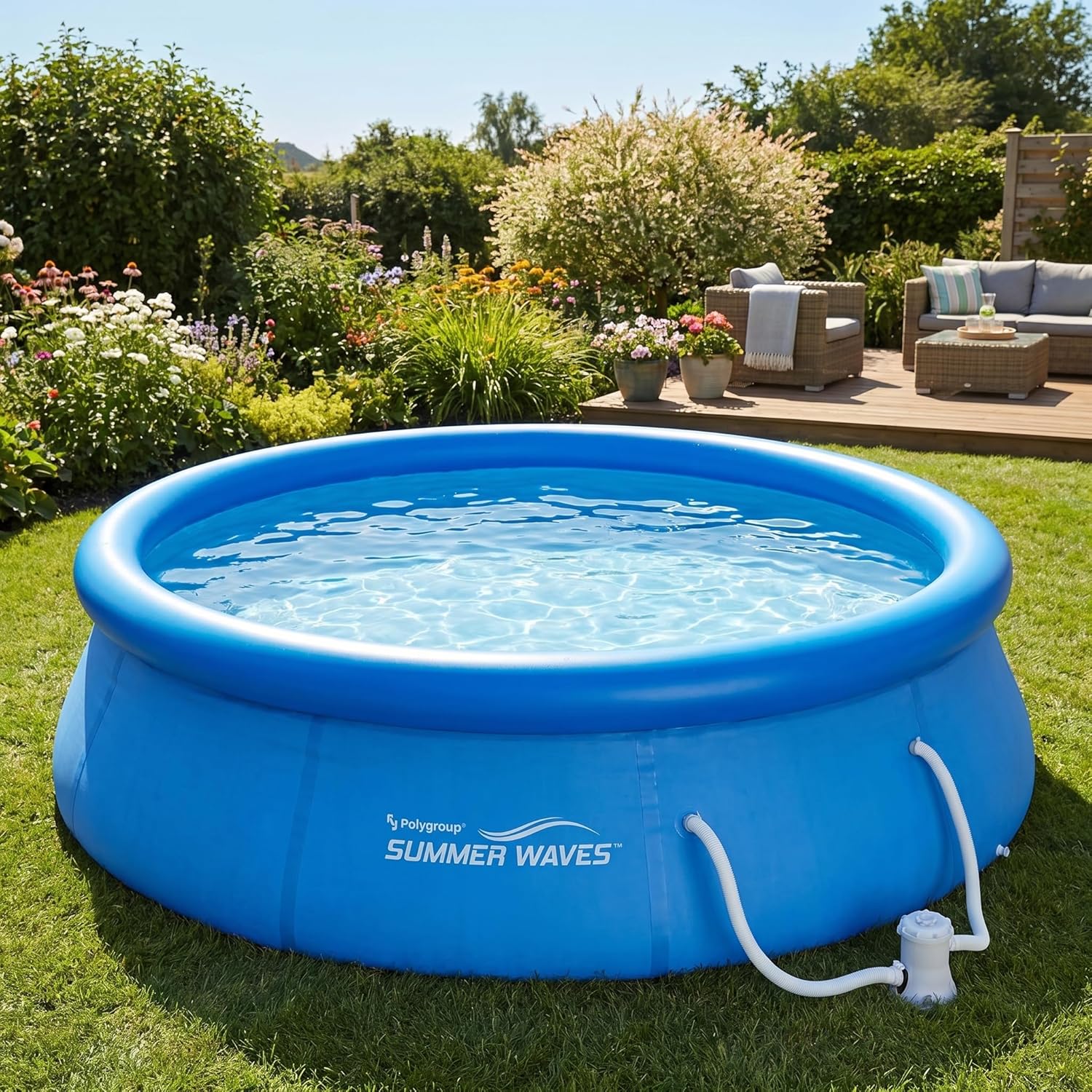 jardinito Piscine de 366 x 91 cm, installation rapide, idéale pour la famille, avec pompe de filtration
