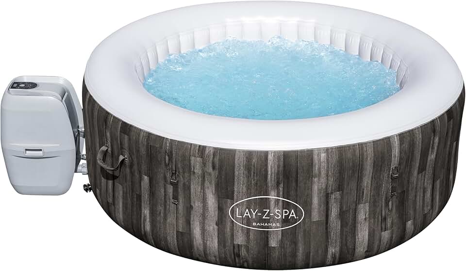 Spa Gonflable Rond jardinito® Bahamas Airjet Motif Bois 2 à 4 Personnes, 180 x 66 cm