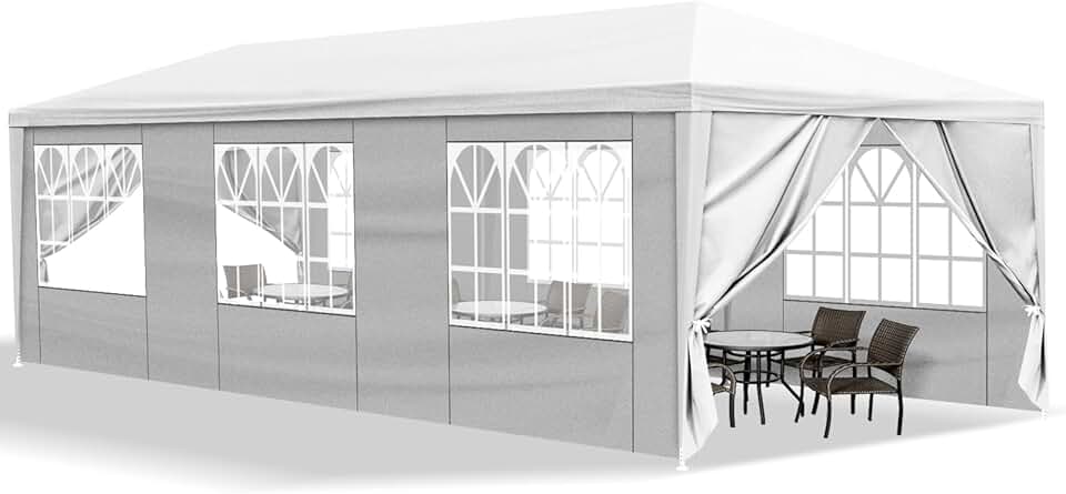 jardinito - tonnelle de jardin Série PE - 3x9m - 8 parois, 6 fenêtres, imperméable
