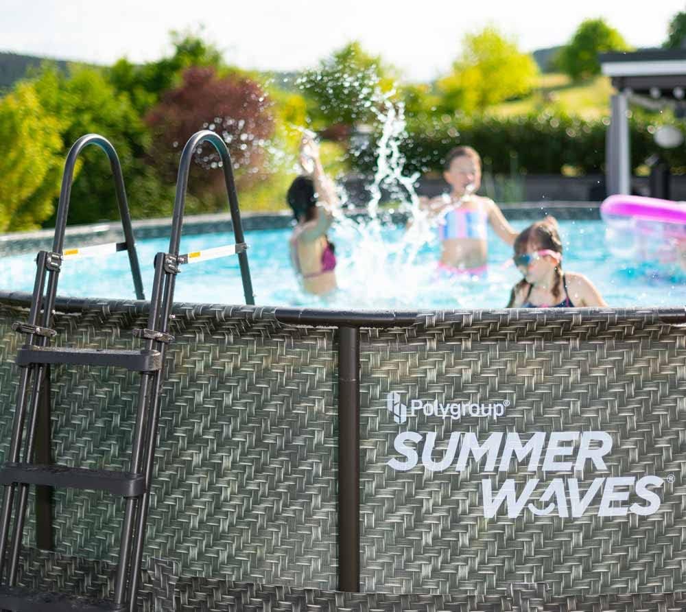 jardinito - Elite Frame rotin gris - Ø488x122 cm - Piscine hors-sol