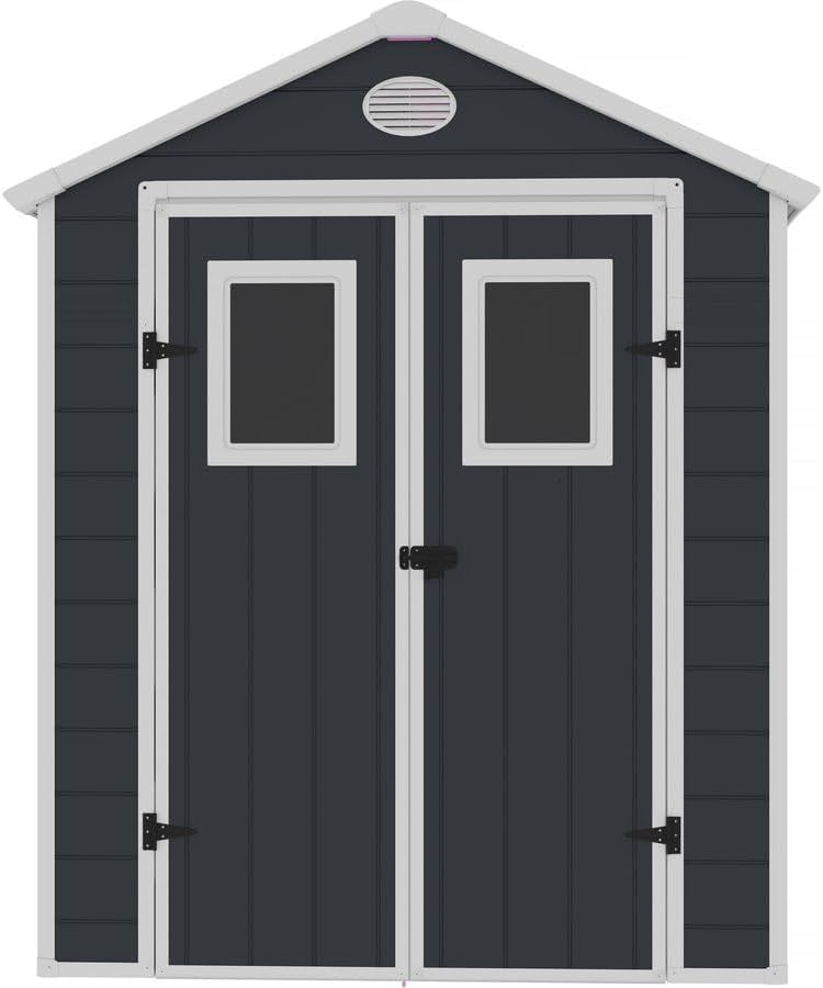 jardinito - Abri de Jardin Résine Texas 5.23 m² Anthracite - Ancrages Intérieurs - Antirouille/Anti-UV