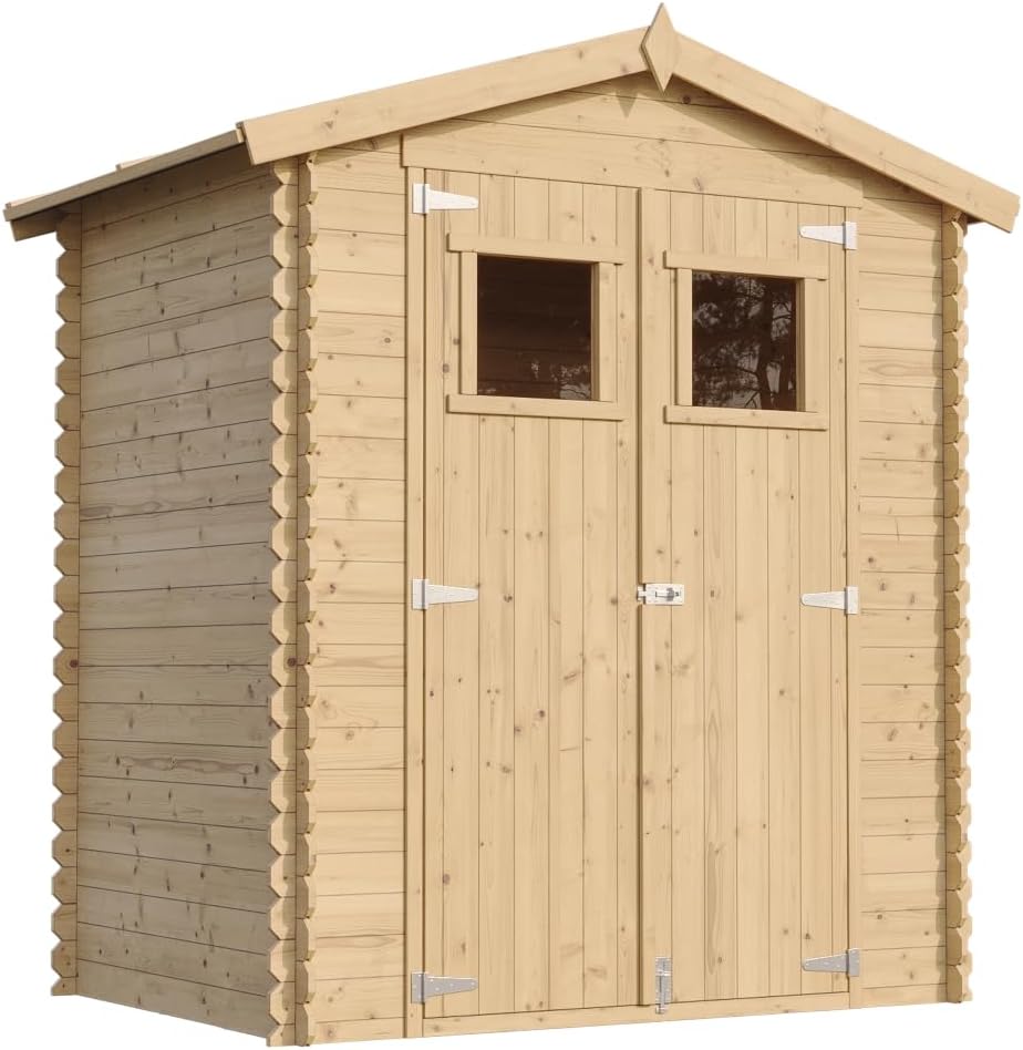 Abri de Jardin en Bois avec Sol TRAITÉ - Stockage extérieur I196xL136xH218 cm/ 1.98 m2 Petit abri à Outils, Local à vélos - Toit imperméable, fenêtres - jardinito M367