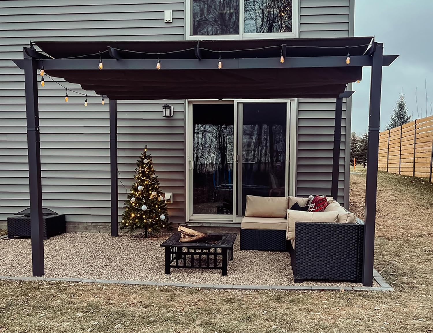 jardinito – pergola aluminium – 4x3m – toit rétractable, éclairage intégré