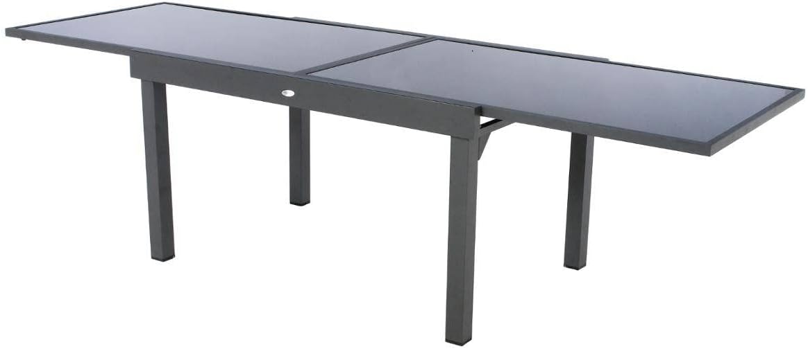 jardinito - Piazza extensible - 185/245x100 cm - aluminium verre trempé 10 places
