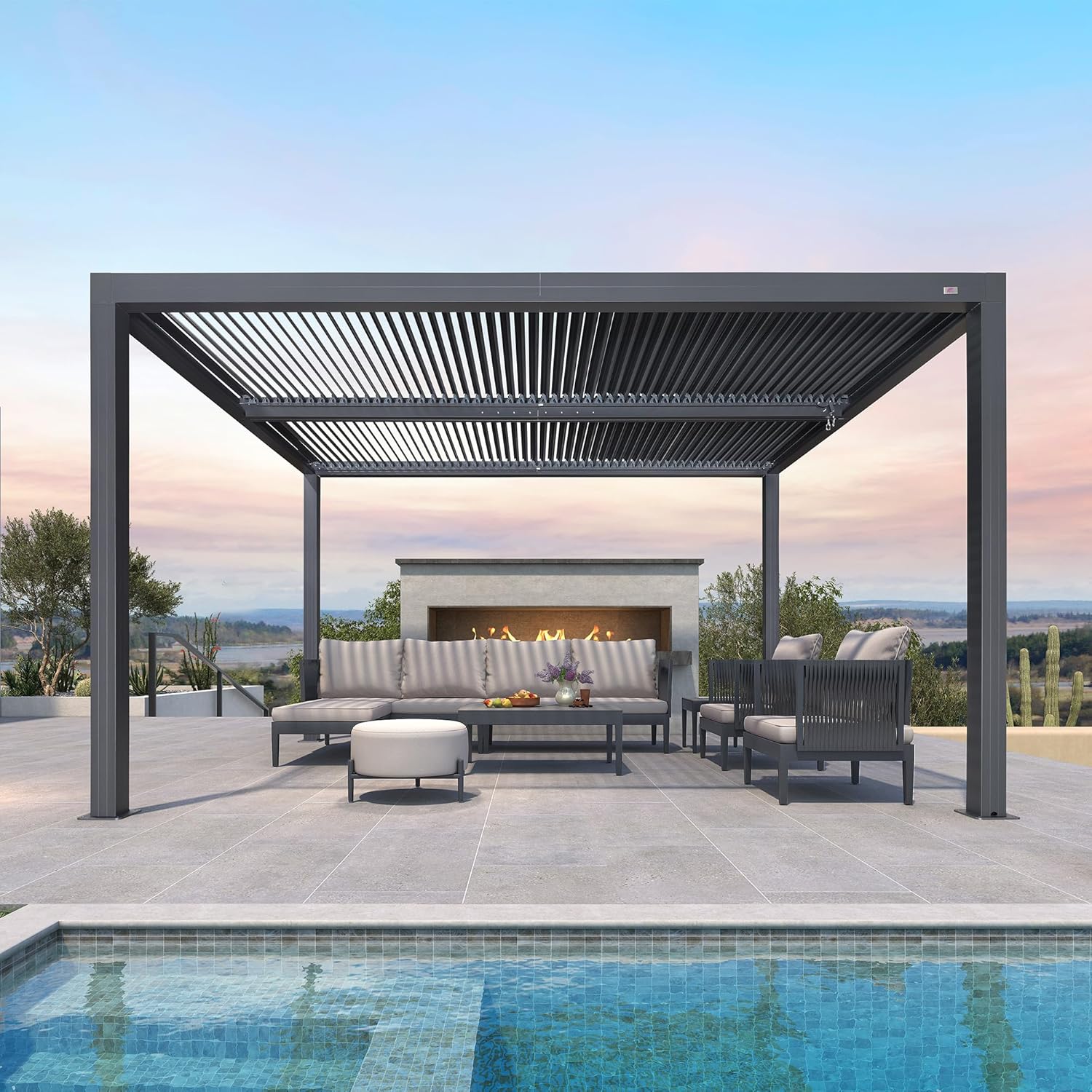 jardinito - Pergola bioclimatique 4x3,3m - alu, lames orientables, 13,2m²