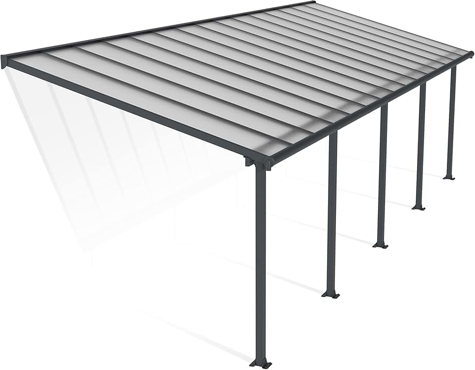 jardinito - Pergola aluminium adossée 27,3m², polycarbonate, garantie 12 ans