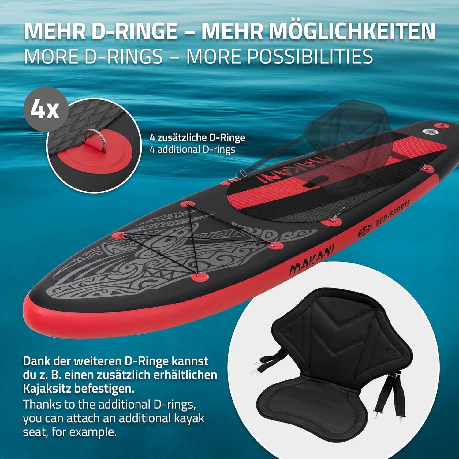 jardinito - Stand Up Paddle Board - 305/308/320/380 cm - PVC, 120/150 kg, 10/15 cm d'épaisseur