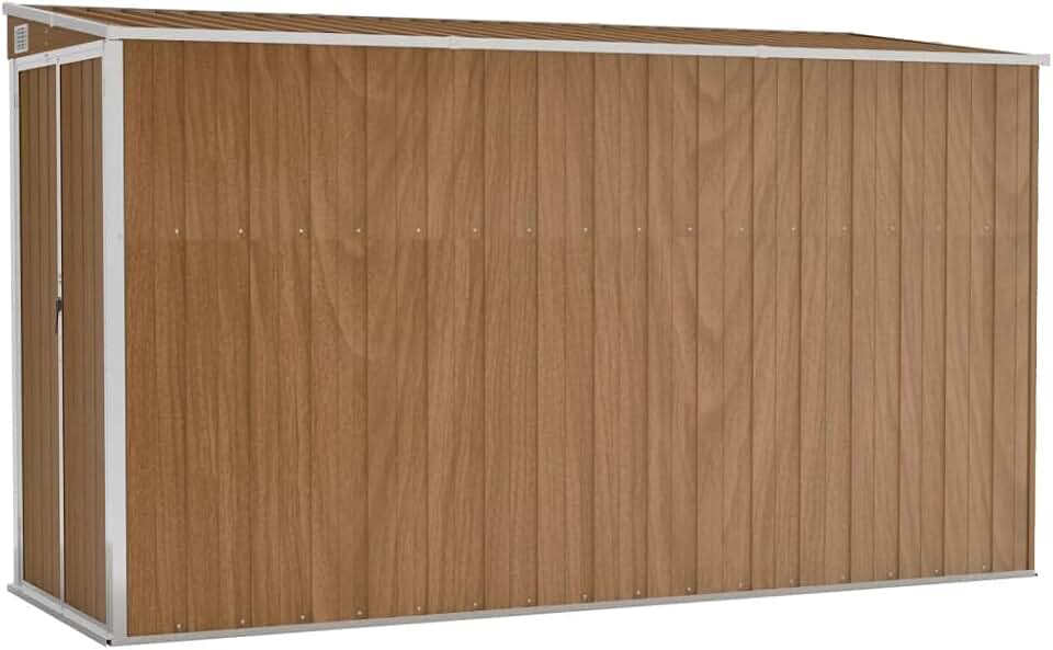 jardinito Abri de Jardin Mural Abri de Rangement d'Outils Rangement d'Equipement de Jardin Extérieur Marron 118x288x178 cm Acier Galvanisé