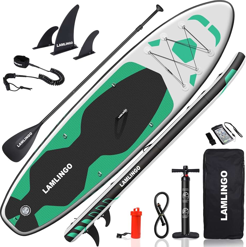 jardinito Max 200 KG Stand Up Paddle Board Gonflable Adulte, Sup Planche en PVC Construction Ultra Robuste, Kit Pagaie, Pompe à Double Action, Sac à Dos Boîte réparation
