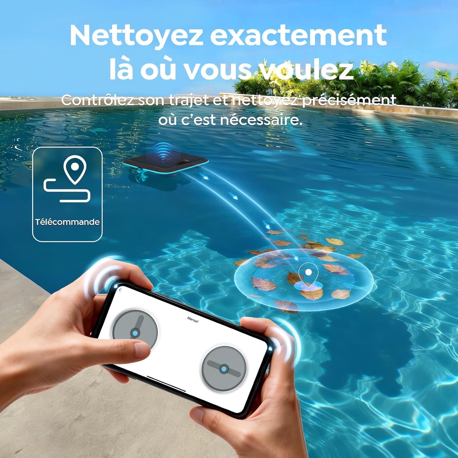 (Upgrade 2026) Pleco SK02 Robot Nettoyeur Skimmer Solaire de Surface Piscine, Robot Piscine sans Fil, Double Recharge, Sonde de Température, Contrôle App, Skimmer Piscine Hors Sol Automatique 24/7