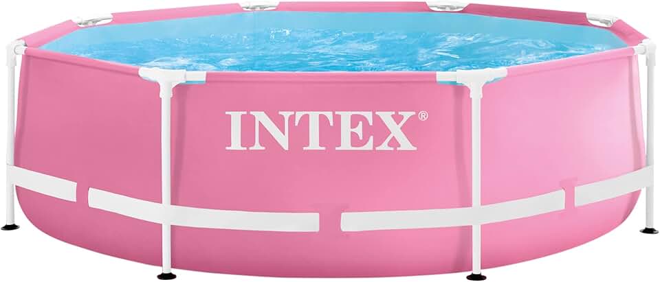 jardinito - Pink Metal Frame Pool série - 2,44 x 0,76 m - cadre métal robuste - 28290NP