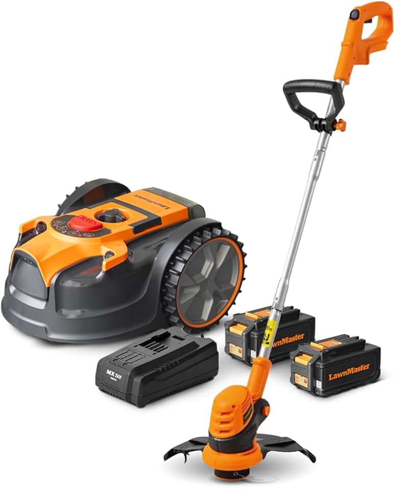 jardinito - Robot tondeuse série 24V - coupe bordures inclus, 2 batteries