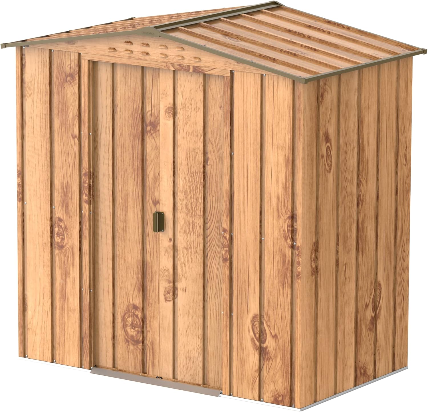 jardinito TOP Shed 6 x 4 (2.17 m²) Abri de jardin en métal, fabriqué en acier galvanisé, structure de toit renforcée, abri de jardin en métal sans entretien et résistant aux intempéries, Grain de bois