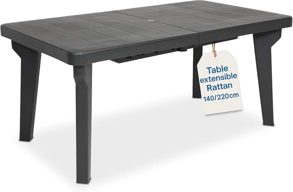 jardinito - Berg extensible - 160/220x90x74 cm - pieds démontables, anthracite, NEWANTHRACITE