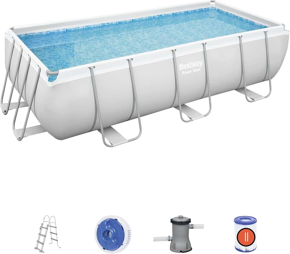 jardinito - Power Steel rectangulaire - 404x201x100 cm - piscine tubulaire 56442