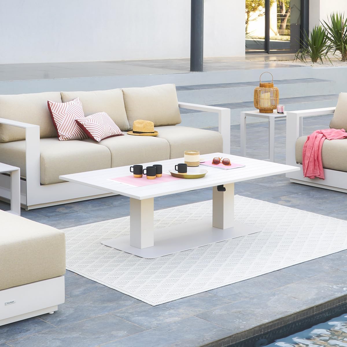 jardinito - Salimia - 150x80 cm - table jardin relevable, alu, 6-8 pers