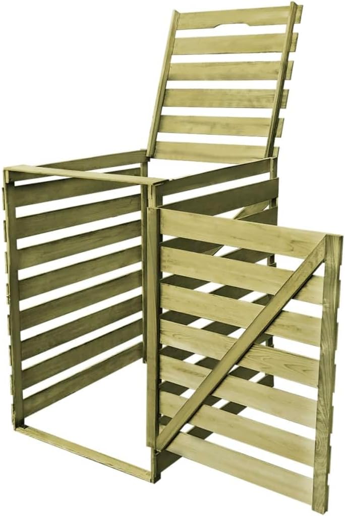 jardinito Cache-Poubelle Simple Abri de Poubelle de Jardin Déchets Bois Imprégné