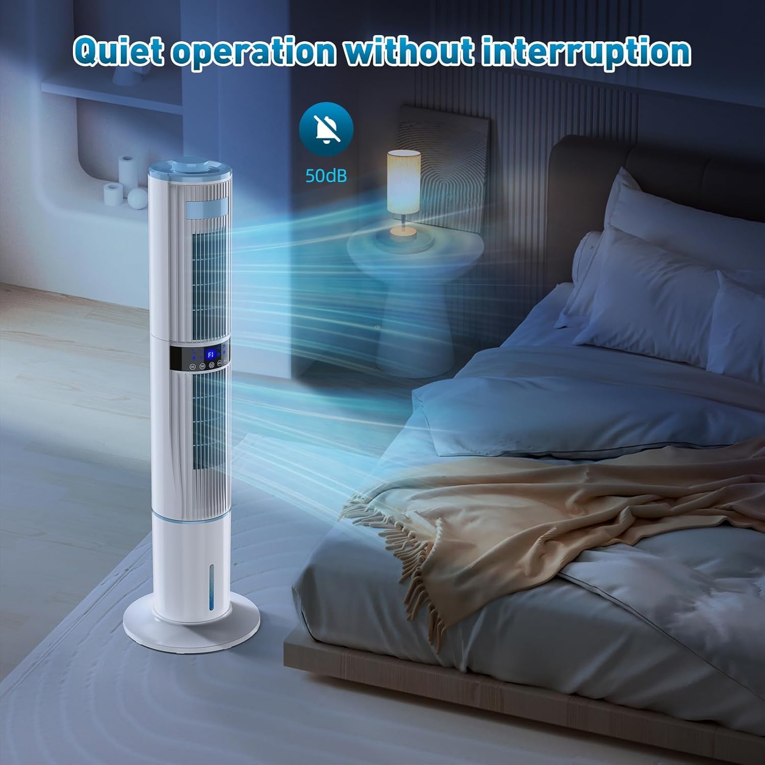 Climatiseur mobile - 2 sorties, oscillation 360°, 65W, 24h minuteur, 3 modes, 3 vitesses, télécommande - pour chambre, b