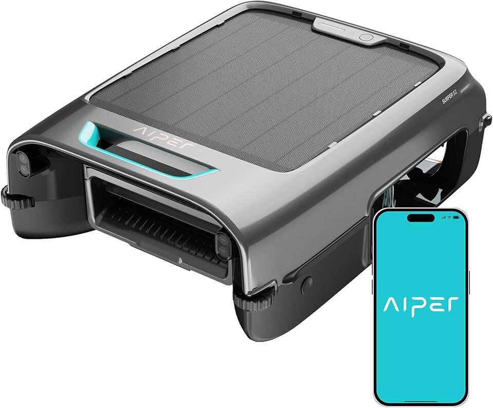 jardinito EcoSurfer S2 Robot Skimmer de Piscine Solaire, Robot Piscine sans Fil avec Application, Nettoyage de Surface 24/7, Charge Solaire & Secteur, Détection Intelligente d'obstacles, Filtre 150 µm